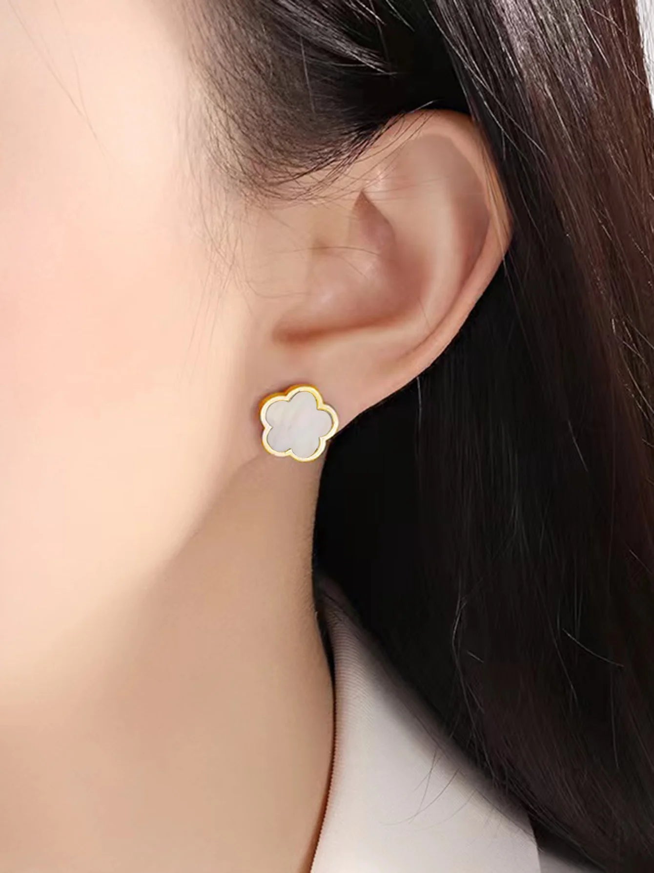 18K Gold Plated Stainless Steel Five Clover Earrings Hypoallergenic and Elegant Jewelry For Women Gift