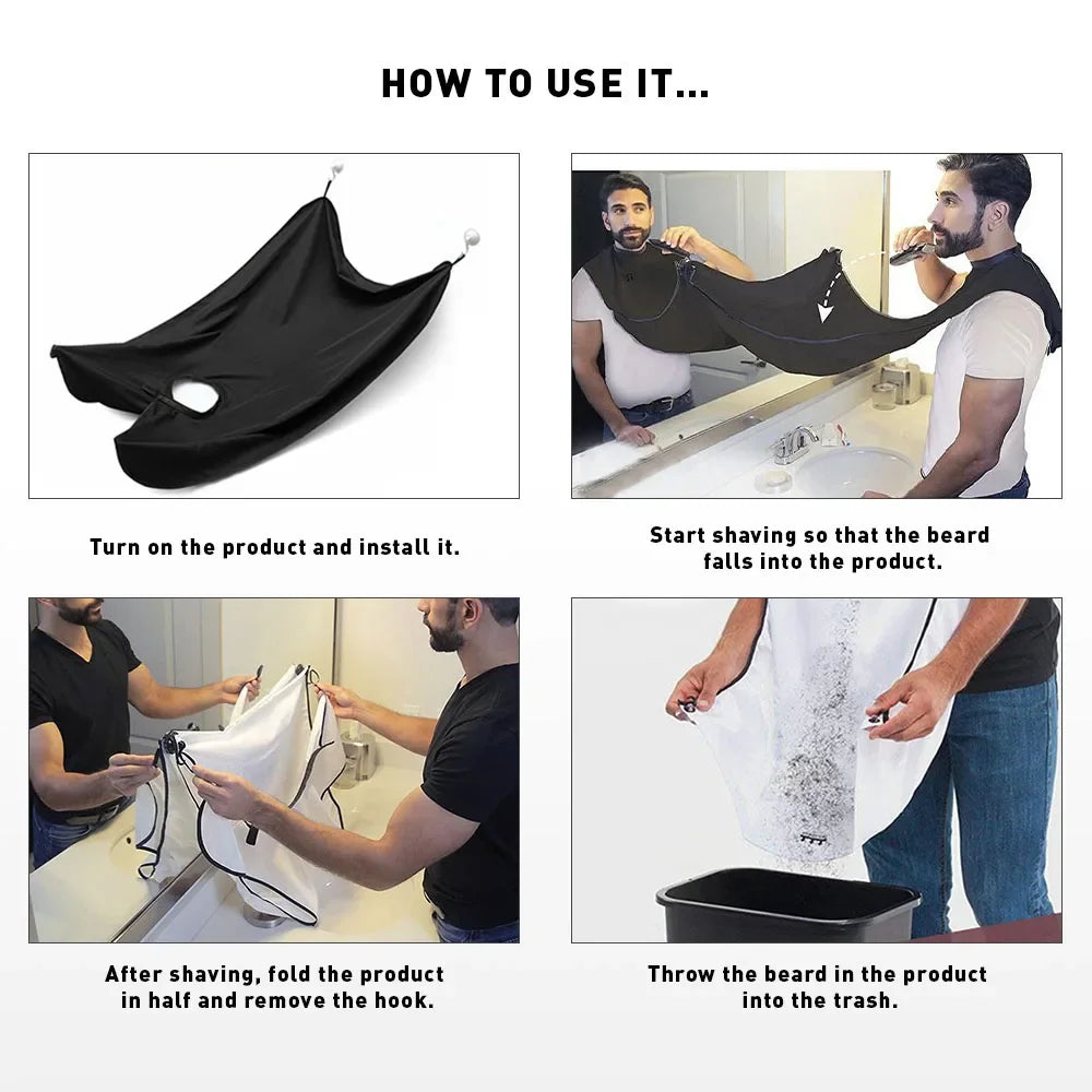 Male Shaving Apron Beard Catcher Cape Care Bib Face Shaved Hair Adult Bibs Shaver Cleaning Hairdresser for Man Clean Apron Gift