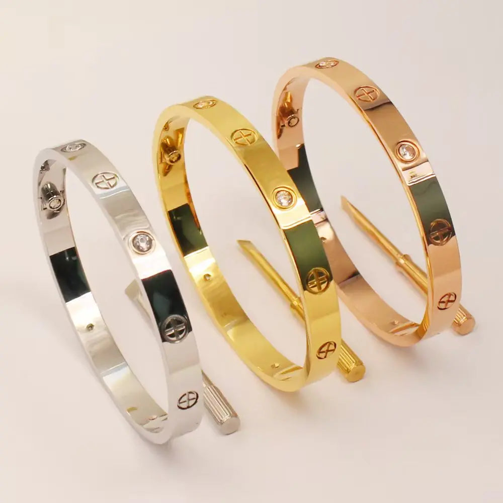 Plus Sign Bangle for Women Men Fashion Brand Gold Silver Color Stainless Steel Bracelet Jewelry Gift (B01)