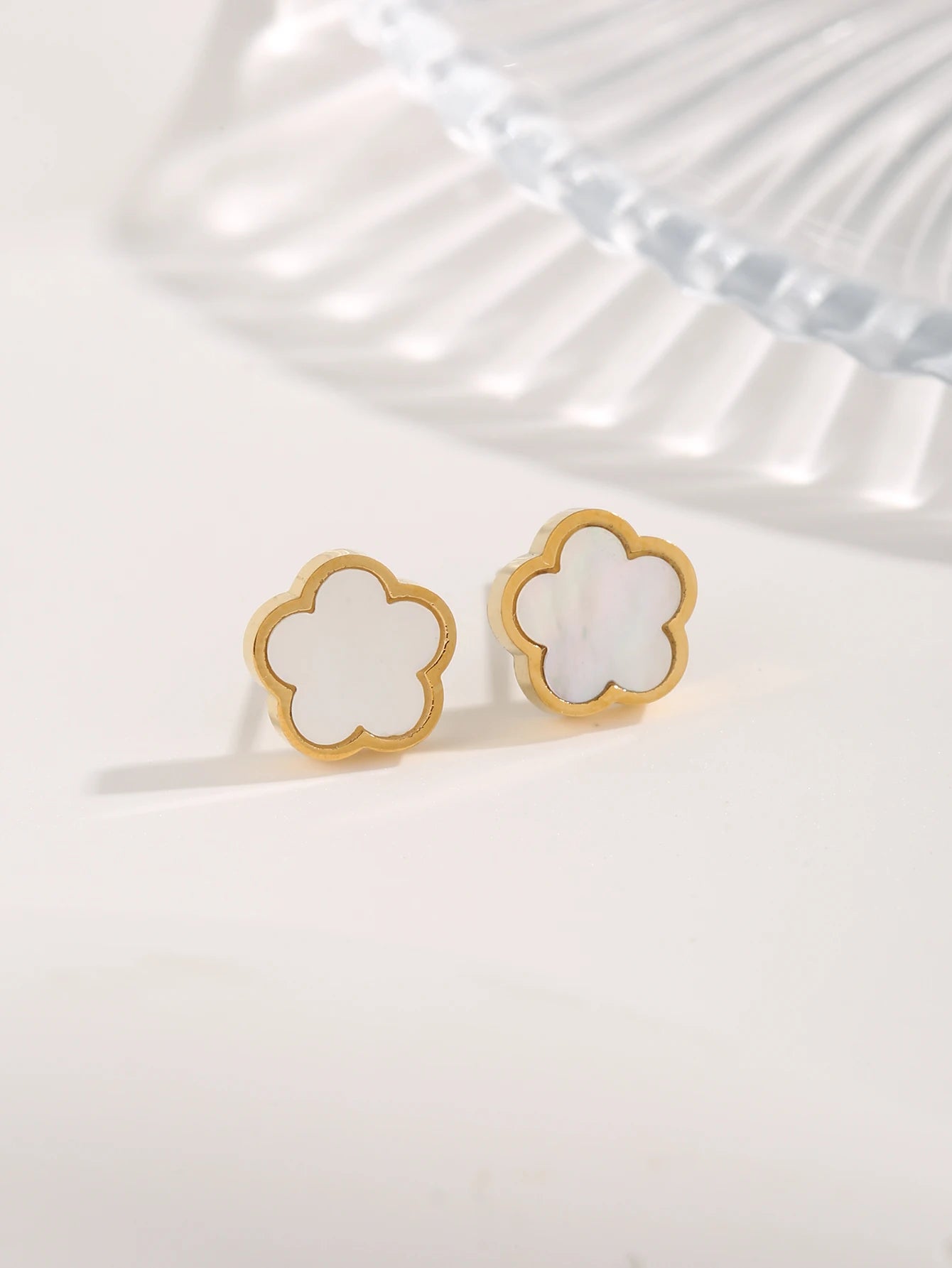 18K Gold Plated Stainless Steel Five Clover Earrings Hypoallergenic and Elegant Jewelry For Women Gift